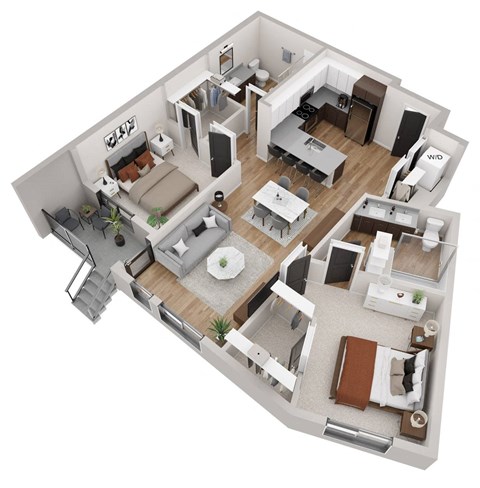 bedroom floor plan an in 3d